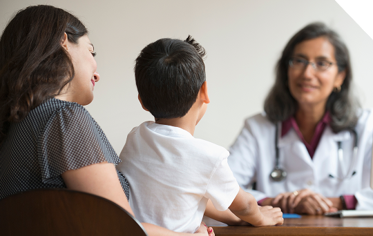 Family talking to doctor
